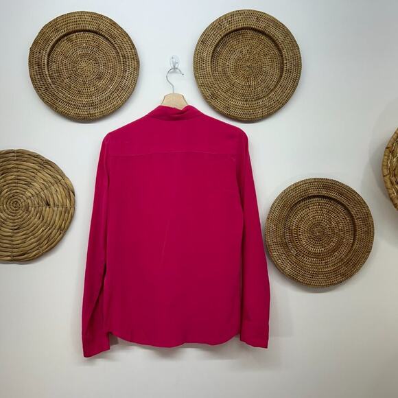 Equipment Hot Pink 100% Silk Collared Button Up Signature Blouse Small - Picture 2 of 8